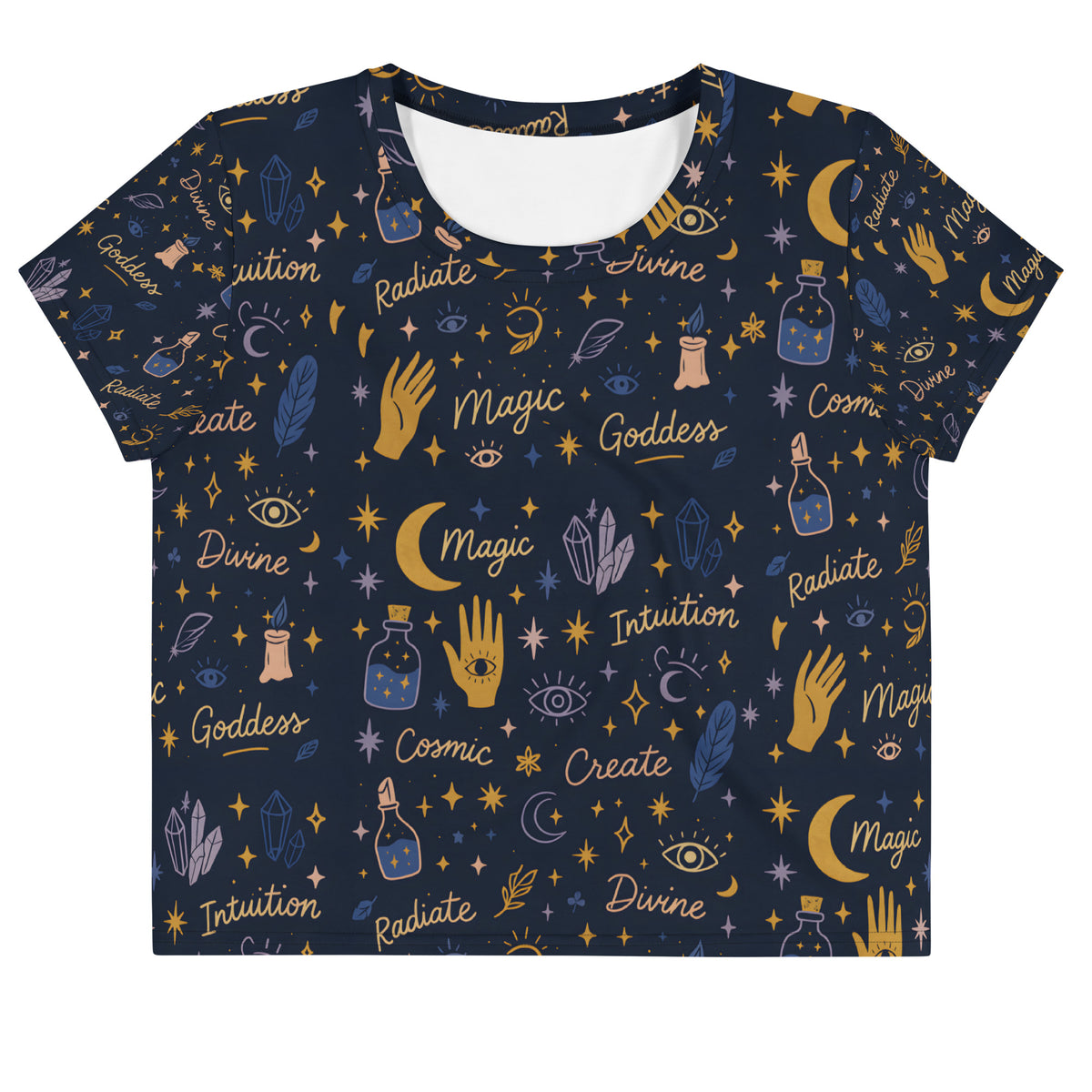 Cosmic Goddess All-Over Print Crop Tee – Wear Your Magic