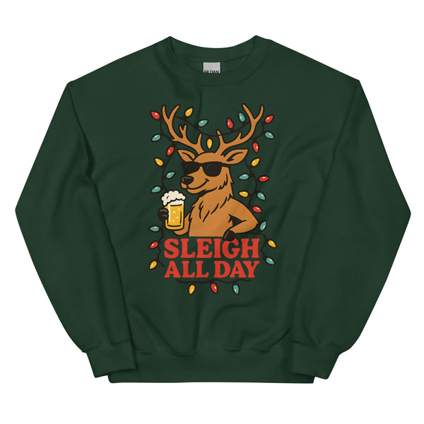 Emoash “Sleigh All Day” Christmas Reindeer Sweatshirt – Cozy Holiday Crewneck