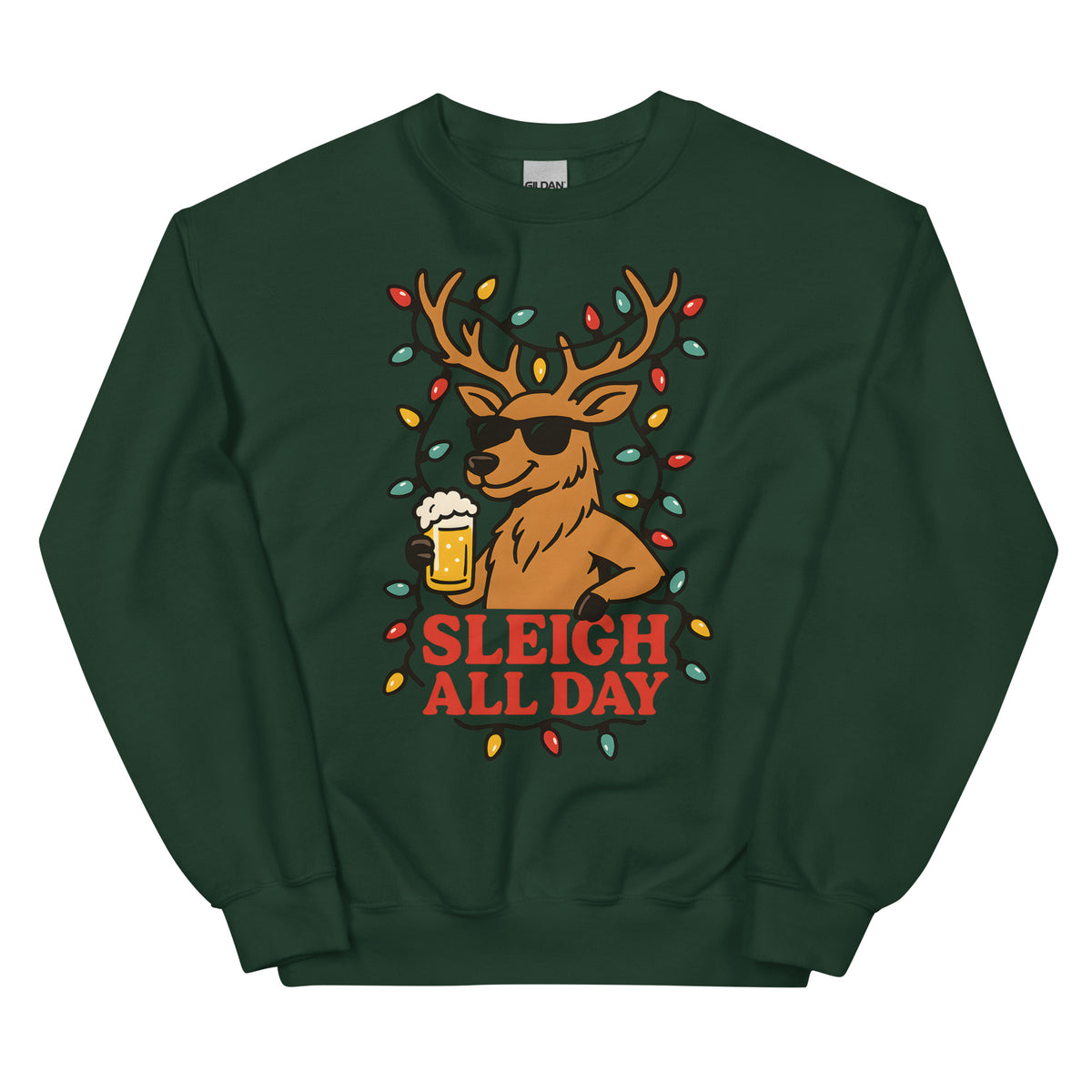 Emoash “Sleigh All Day” Christmas Reindeer Sweatshirt – Cozy Holiday Crewneck
