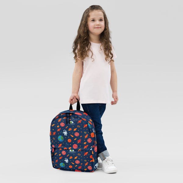 Kids Space Adventure Backpack – Colorful Astronaut & Rocket Print School Bag