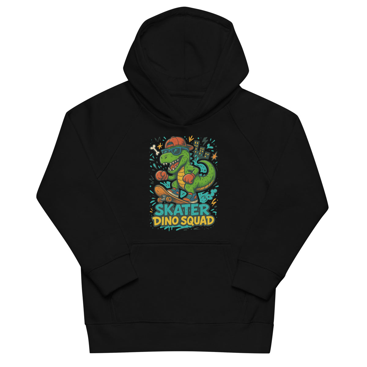 Skater Dino Squad Kids Eco Hoodie