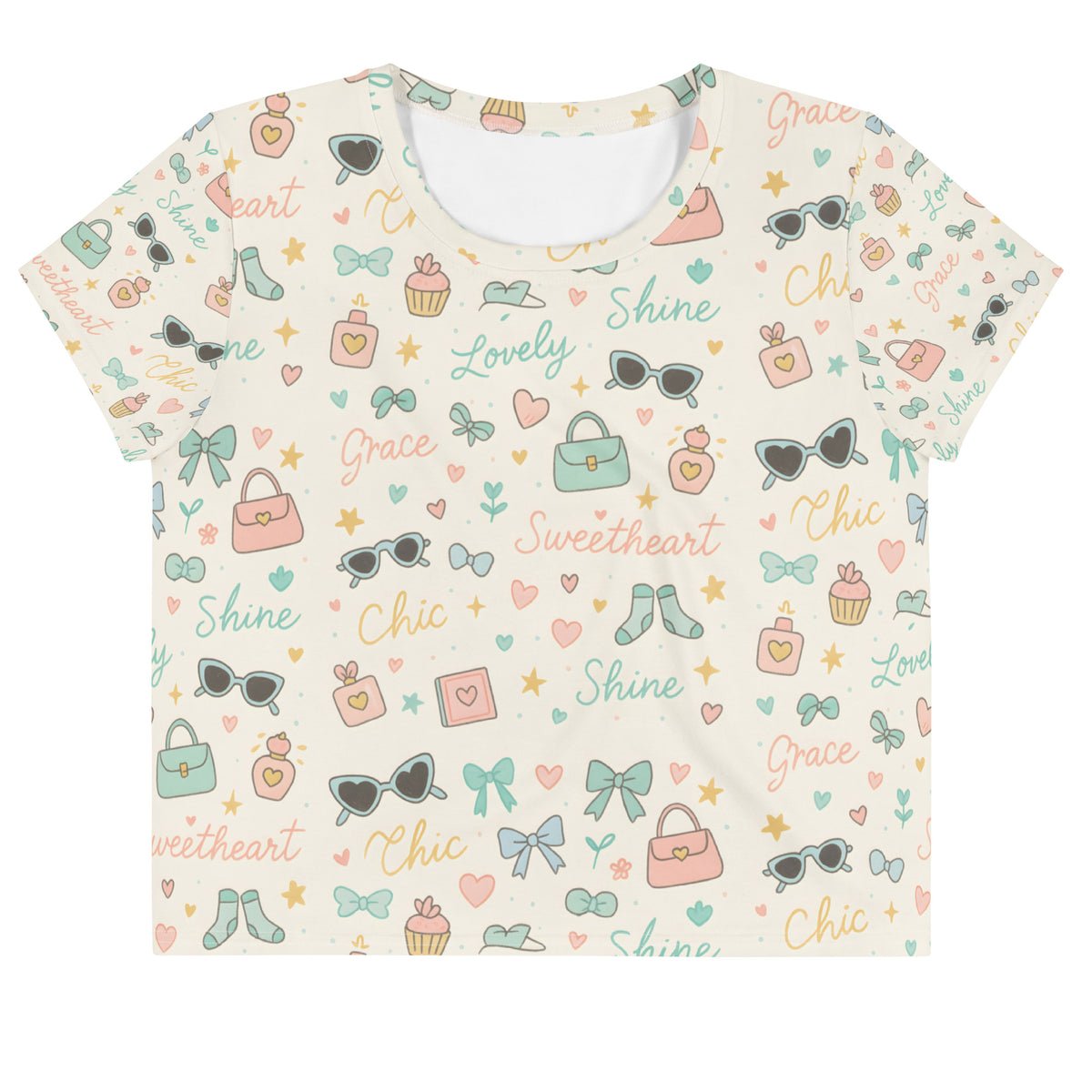 Sweetheart Chic All-Over Print Crop Tee – Cute, Classy & Totally You