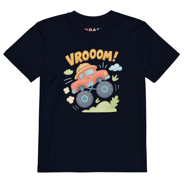 VROOOM! Organic Cotton Kids T-Shirt – Monster Truck Adventure